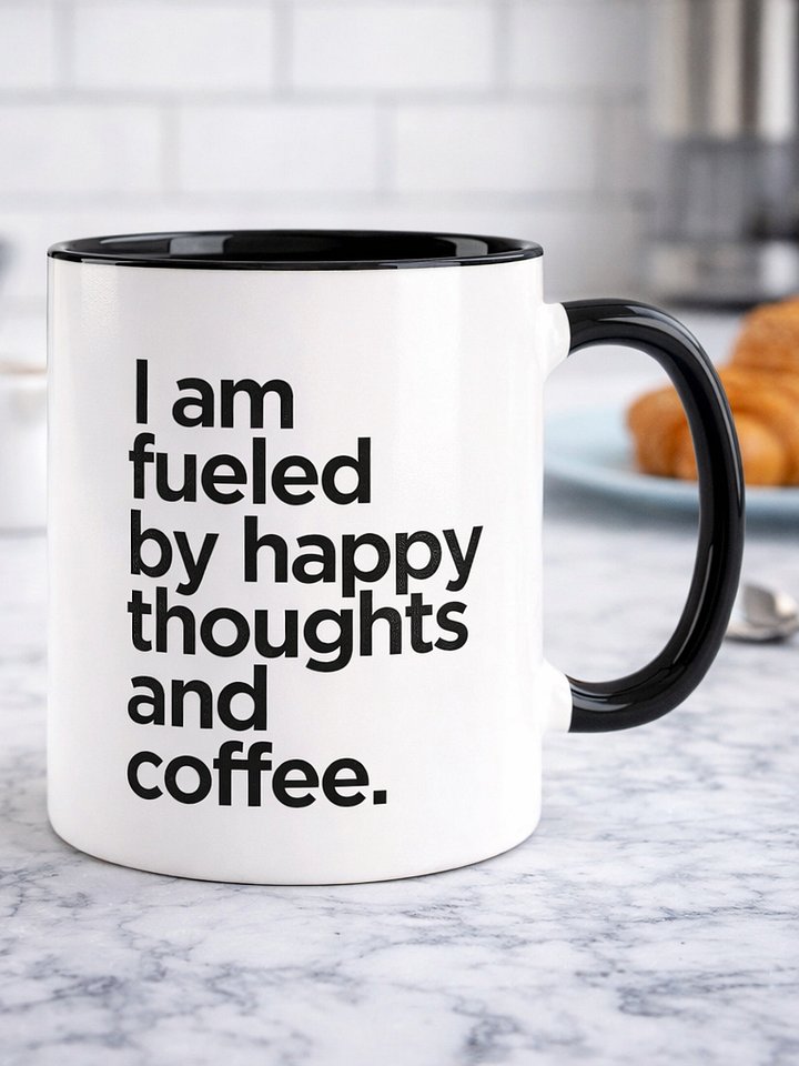 I Am Fueled by Happy Thoughts and Coffee Ceramic Mug product image (1)