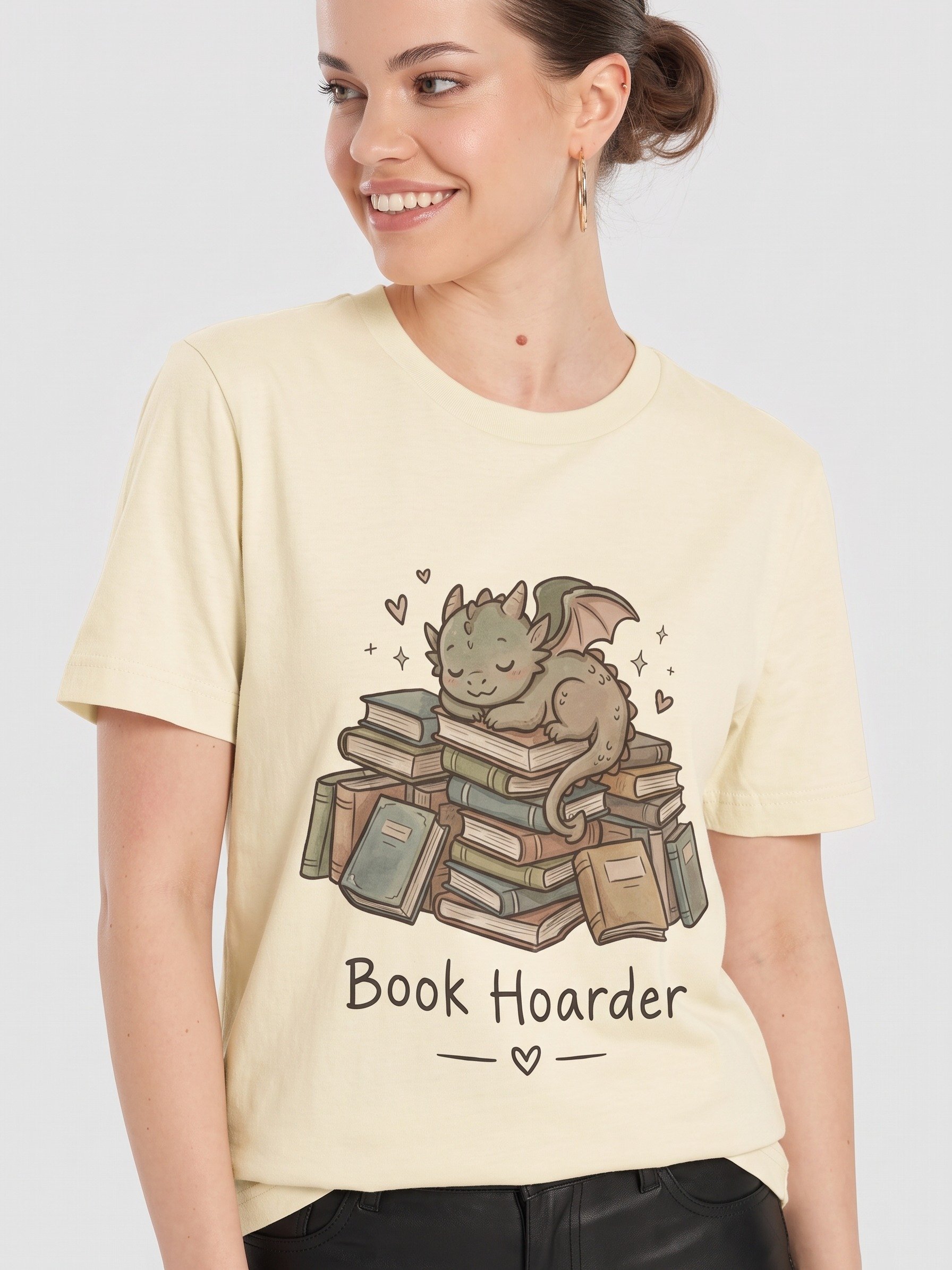 Book Hoarder T-Shirt, Cute Dragon Book Lover Gift product image (8)
