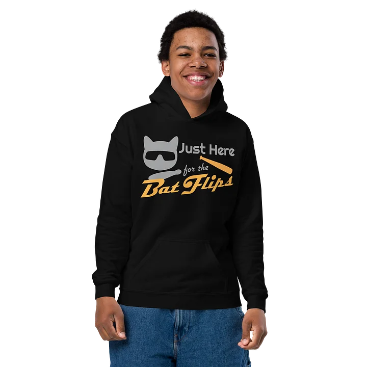 Baseball Cat (Just Here for The Bat Flips) - Unisex Youth Hoodie product image (2)