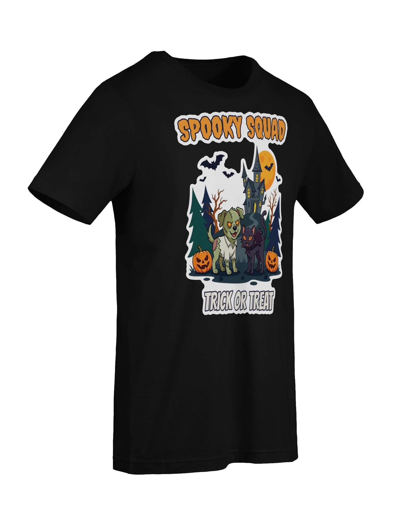 Spooky Squad Halloween T-Shirt – Zombie Dog & Vampire Cat Trick or Treat Tee, Funny Pet Lover Halloween Shirt product image (47)