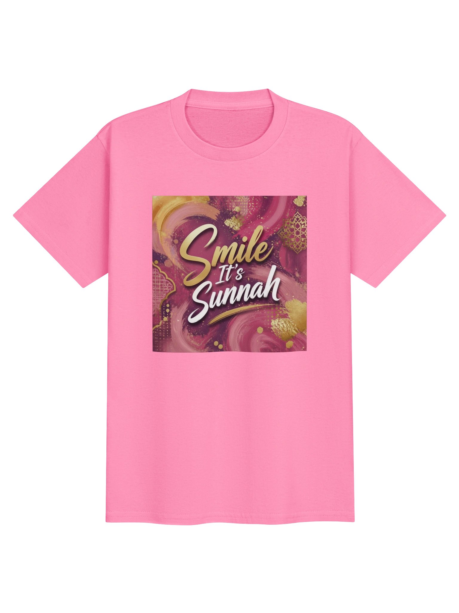 Smile It's Sunnah Girls T-Shirt – Pink Islamic Kids Tee product image (1)