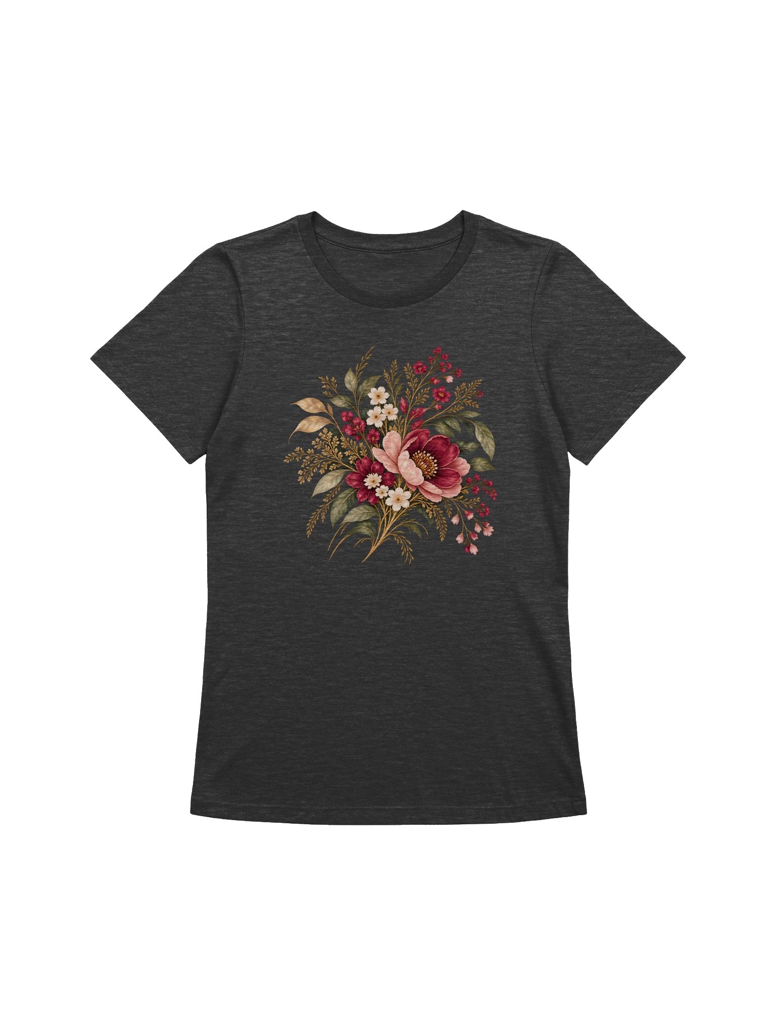 ORLUMIQ Midnight Bloom Floral T-Shirt | Women's Relaxed-Fit Botanical Graphic Tee product image (2)