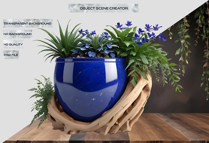 Wood & Lapis Elegance – Vase PNG product image (2)