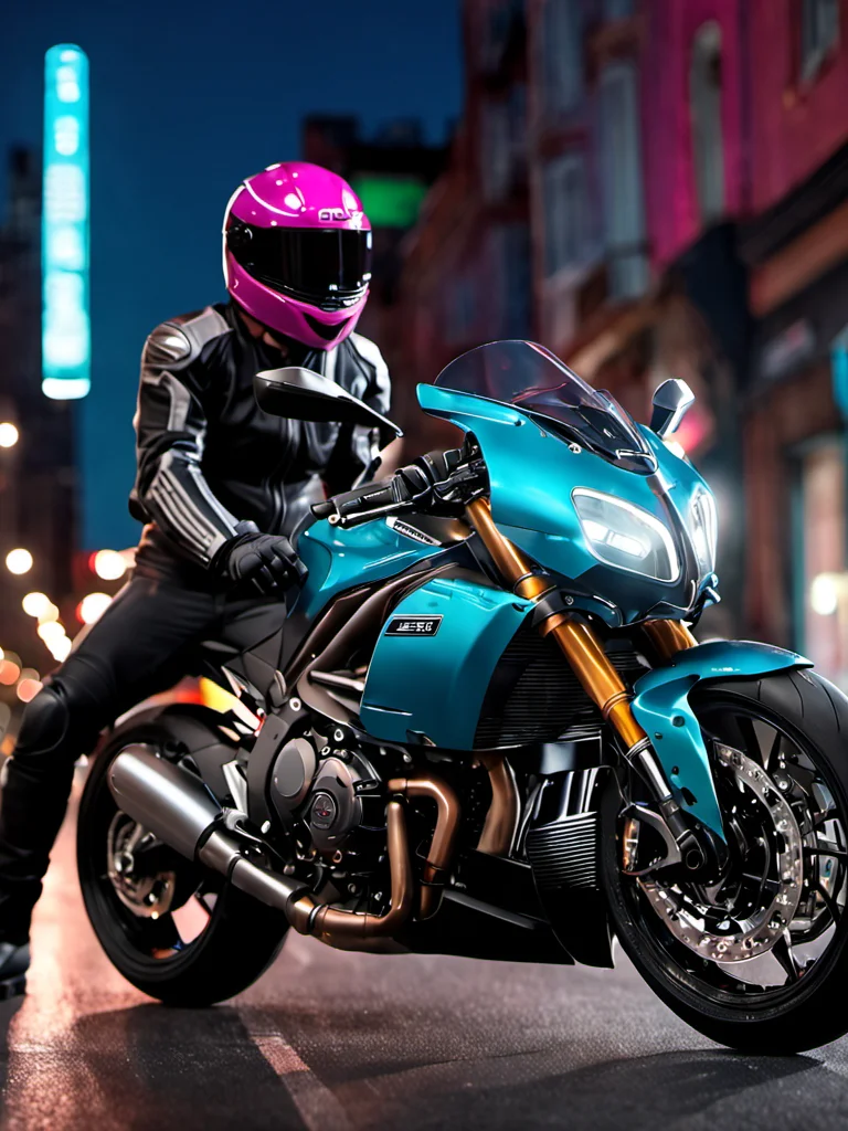 Professional Motorcycle Rider in Racing Gear Next to Sport Bike, Urban Background, High Contrast Lighting product image (1)