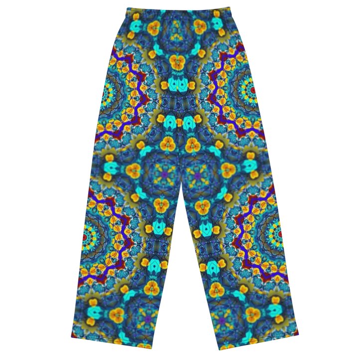 Blue Green Blur Kaleidoscope Wideleg Pants product image (1)