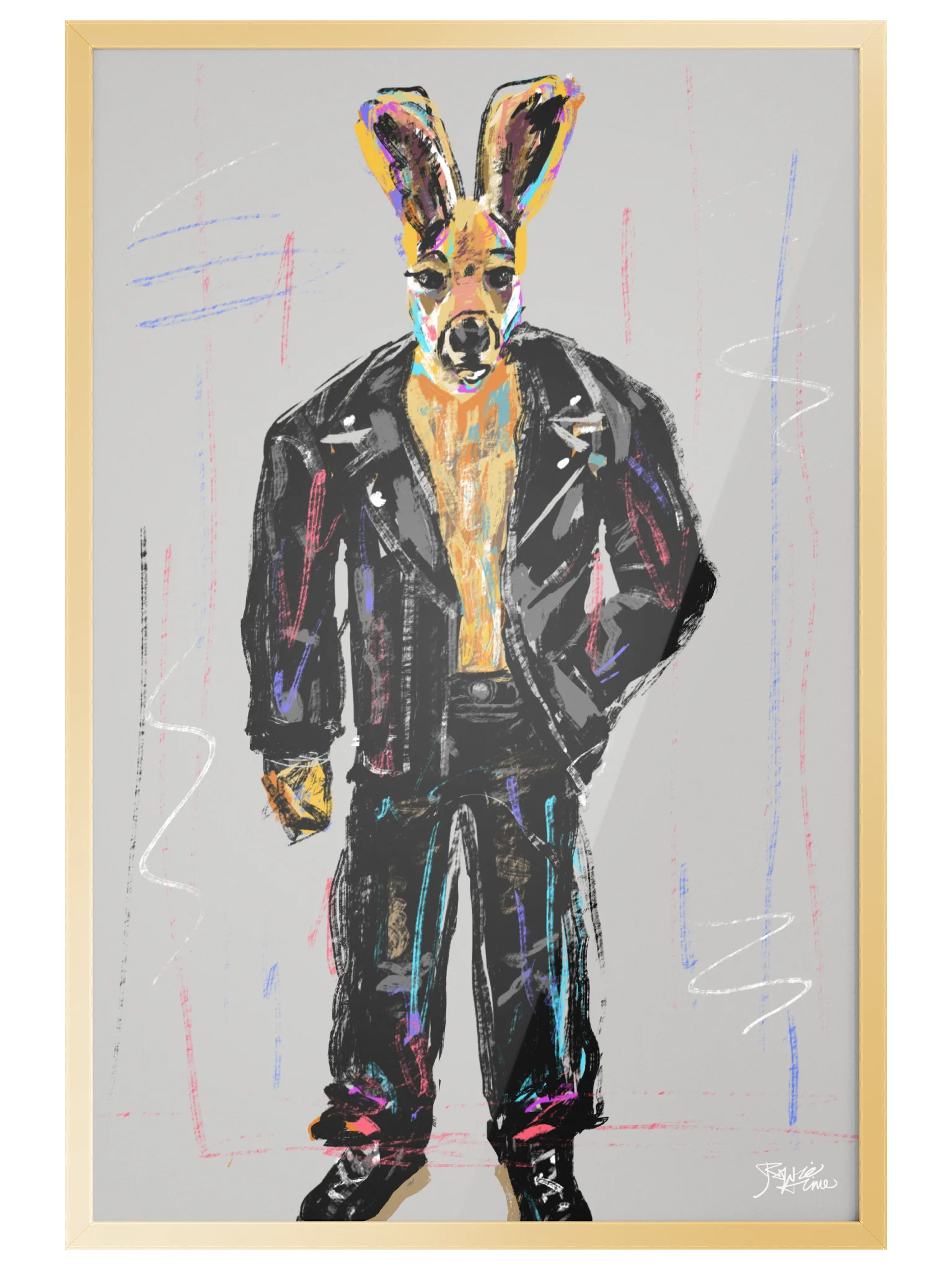 Framed Poster Wall Art: Biker Kangaroo product image (4)