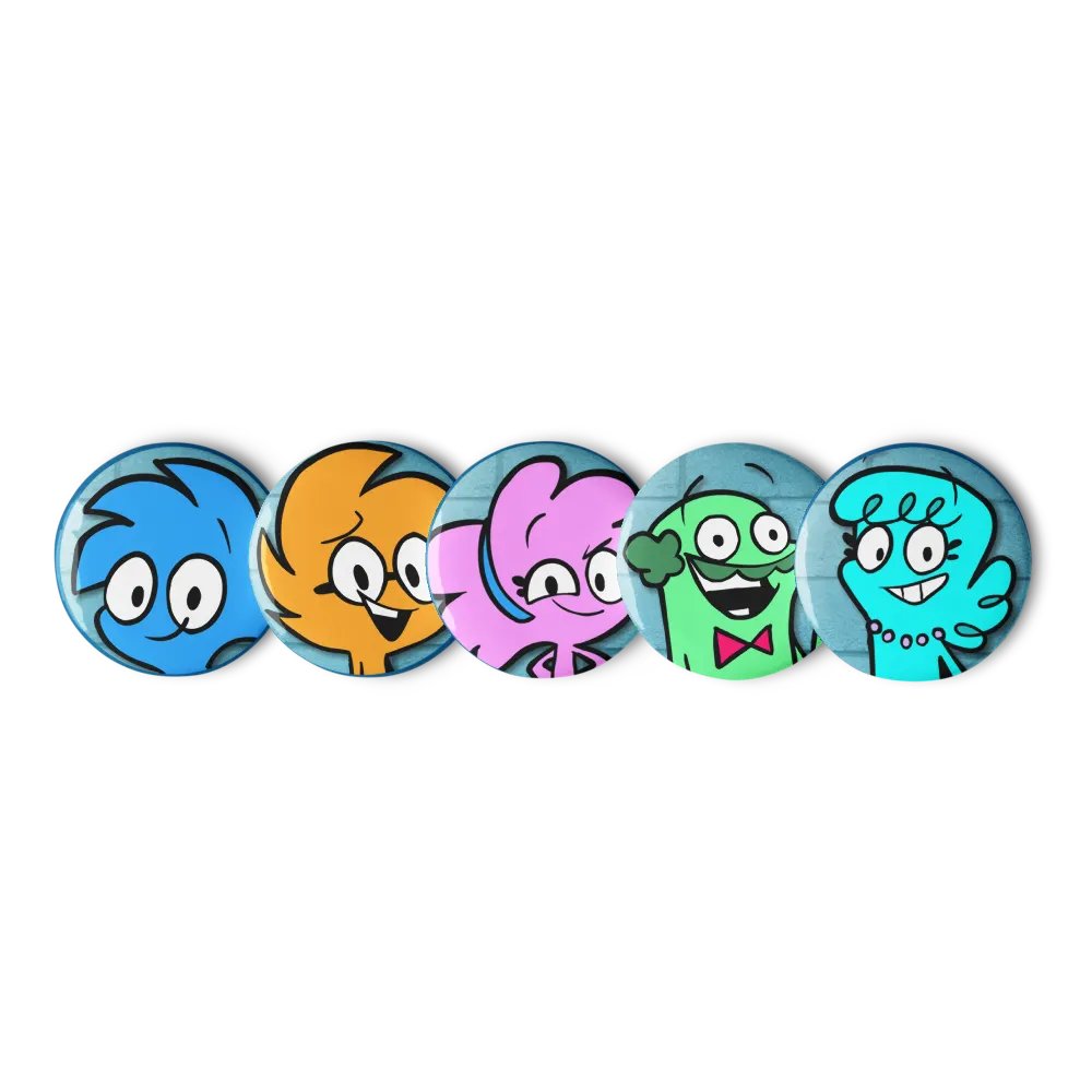 Cartoon Safety Pin Buttons Set 1 product image (2)