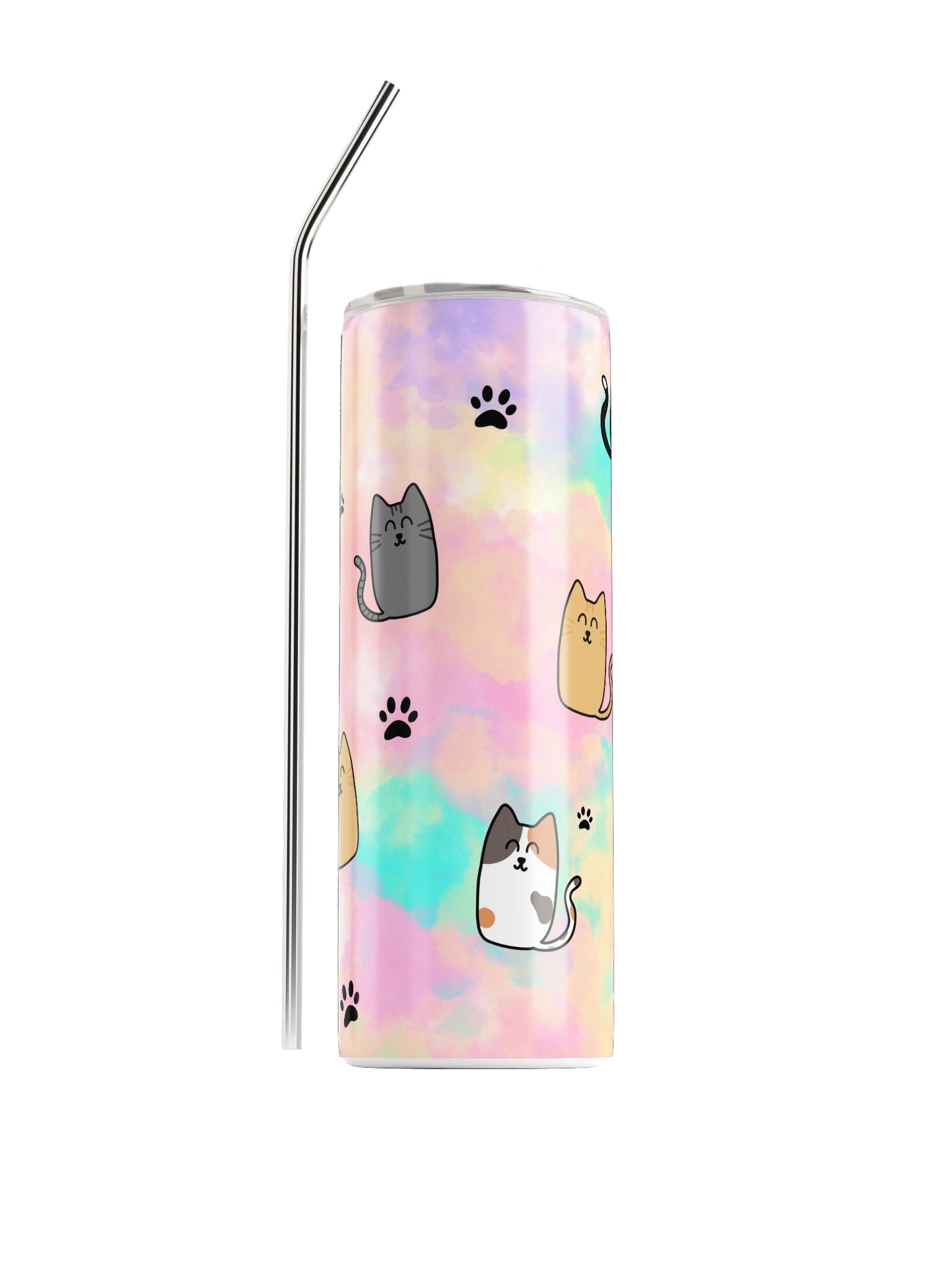 Cats Tie Dye Stainless Steel Cup w/ Straw product image (1)