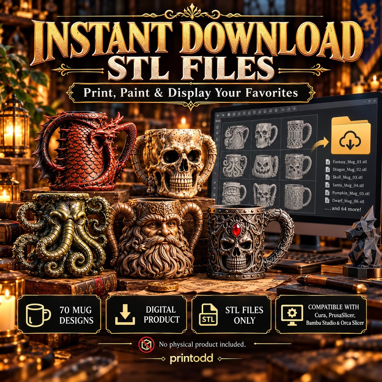 70 Fantasy Horror Mug 3D STL Bundle product image (3)