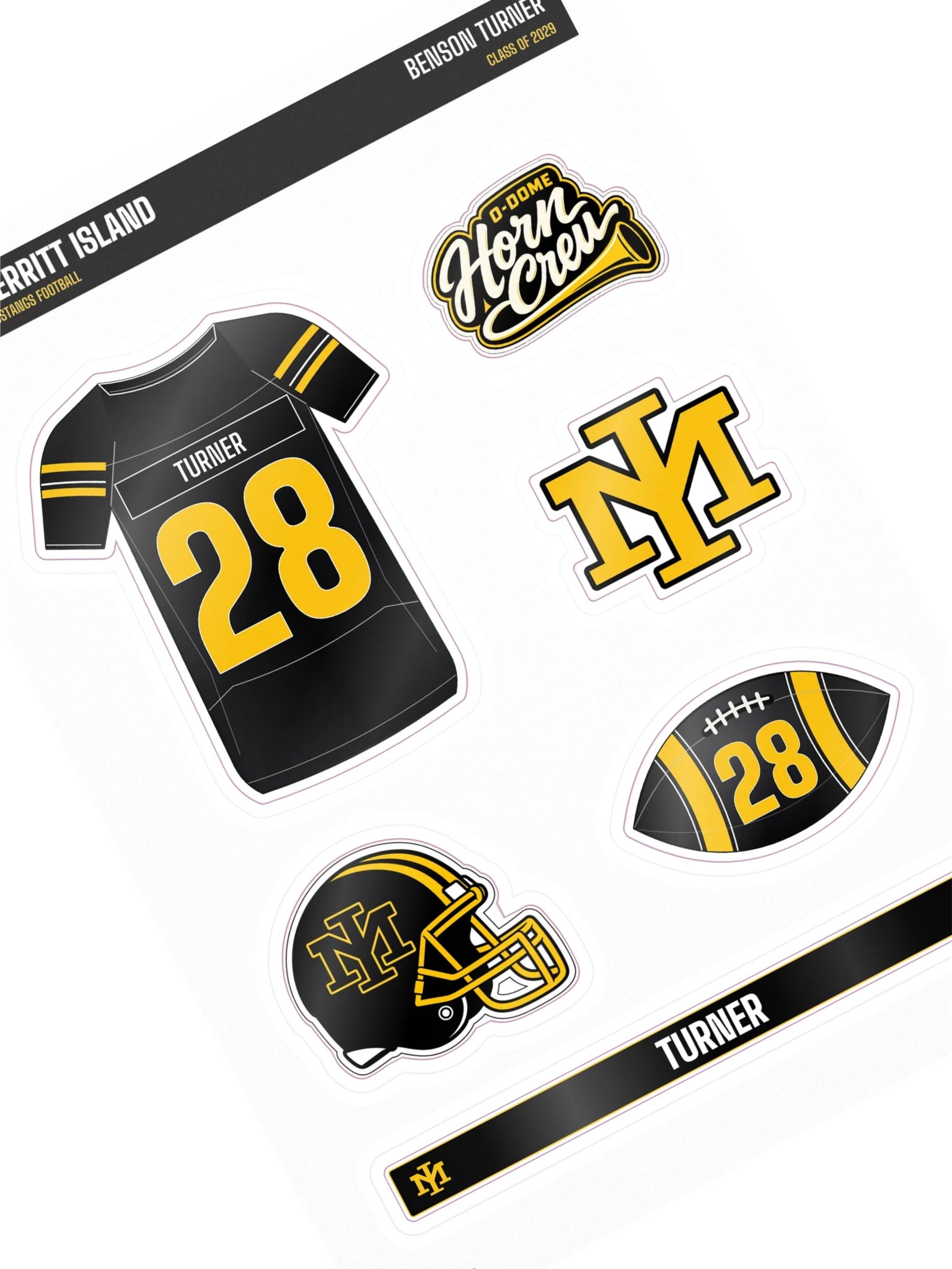 Benson Turner #28 — Mustangs Sticker Sheet product image (1)