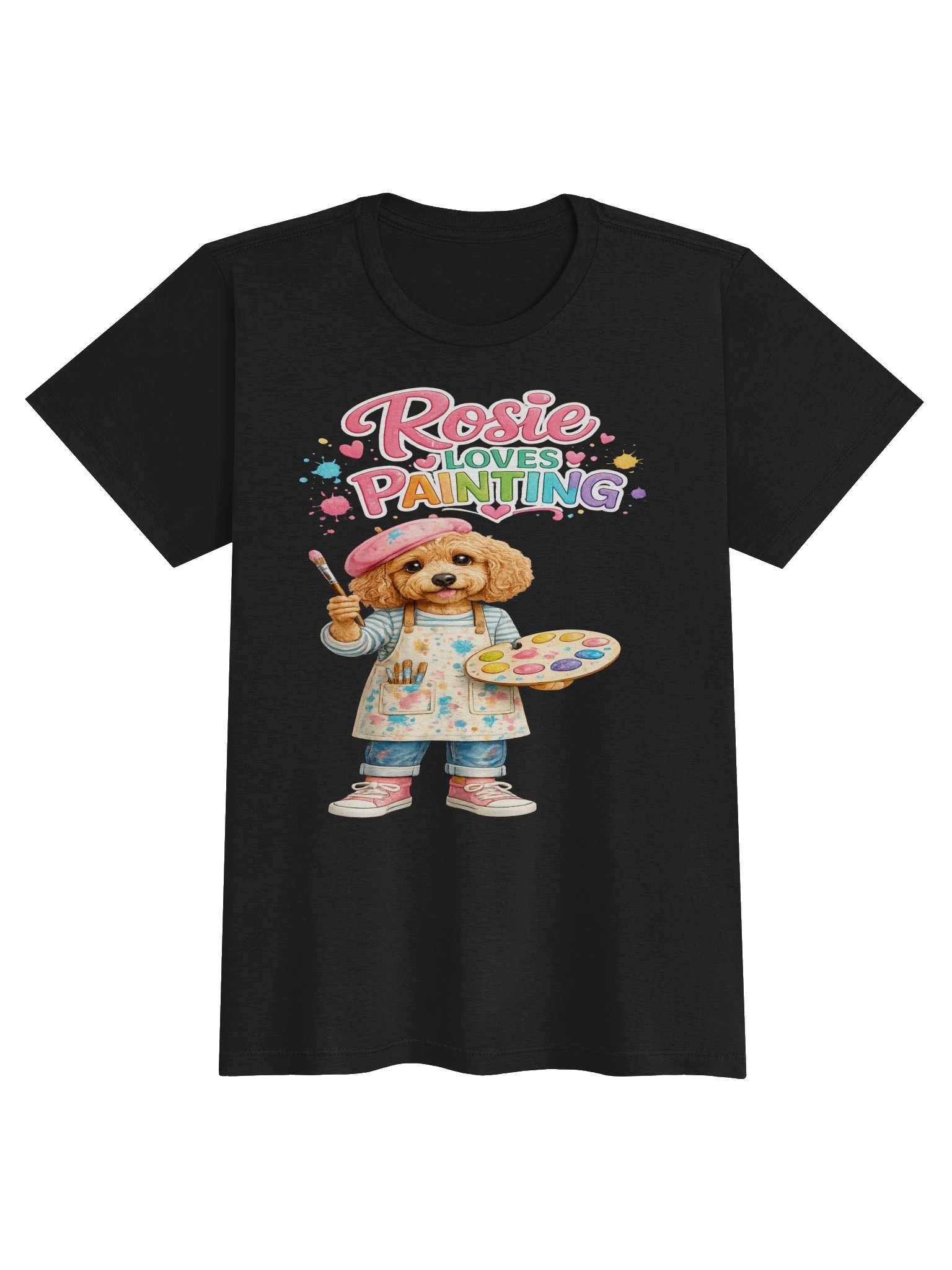 Rosie Loves Painting Cute Dog Adult Tee product image (1)