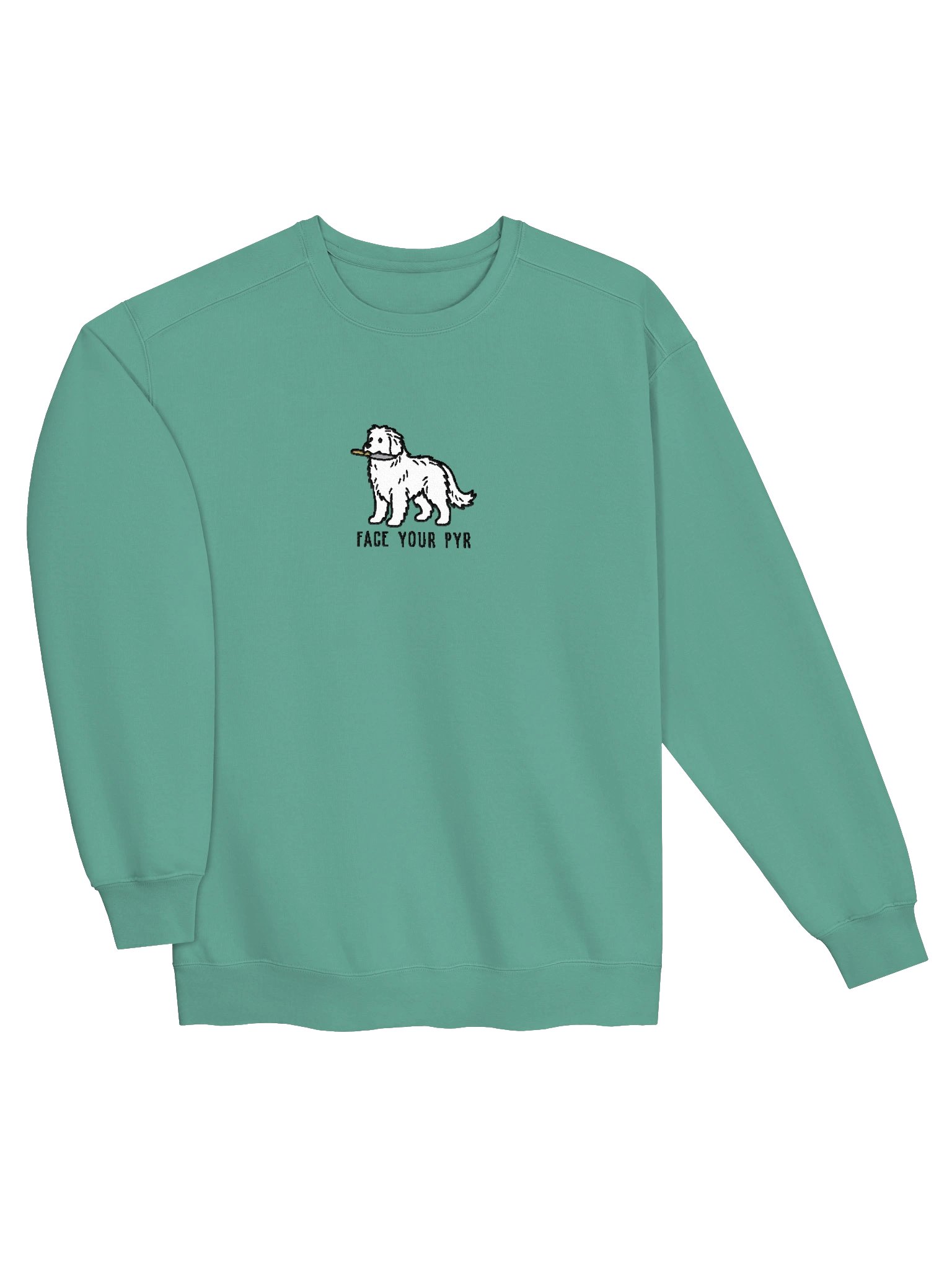 Face Your Pyr Funny Chibi-Style Embroidered Premium Sweatshirt for Great Pyrenees(White) Owners product image (27)