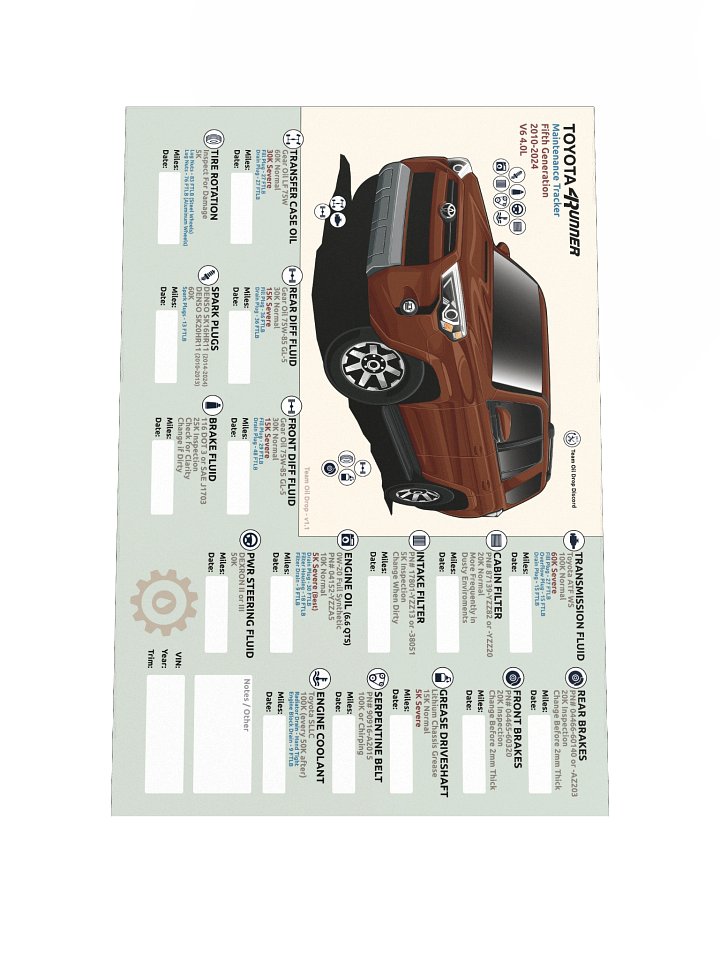 5th GEN 4Runner MAINTENANCE TRACKER V1.1 - Terra product image (2)