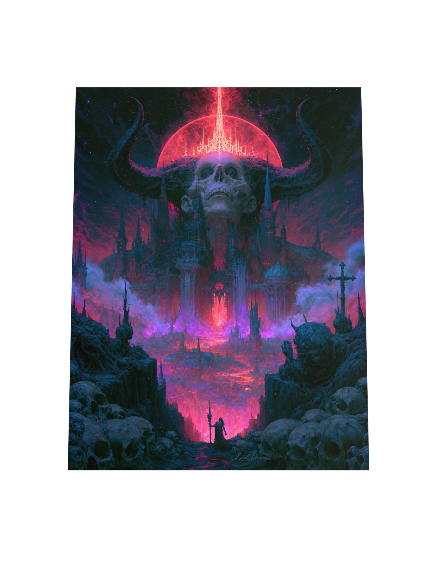 Gothic Skull City Art Print — Where the Deathless Reign product image (4)