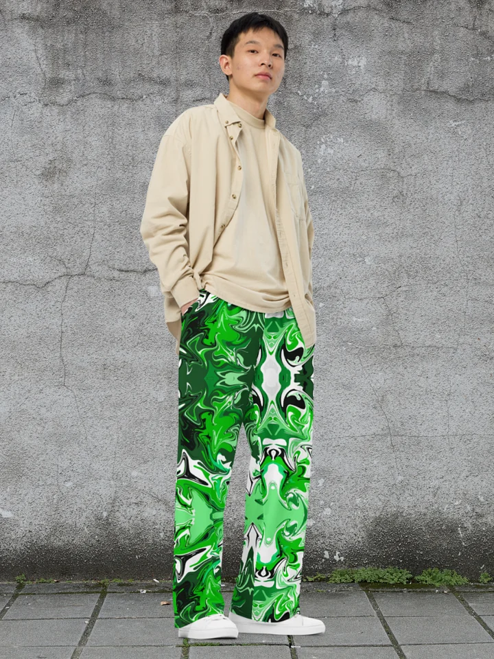 Green Swirl Unisex Wide Leg Bottoms product image (1)