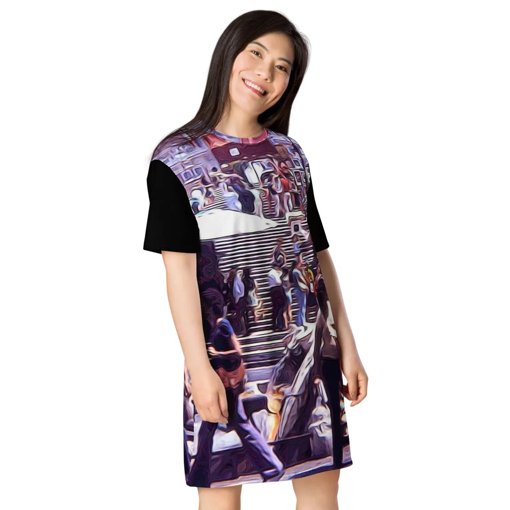 Art Market Spanish Steps Rome 1970s Tshirt Dress product image (8)