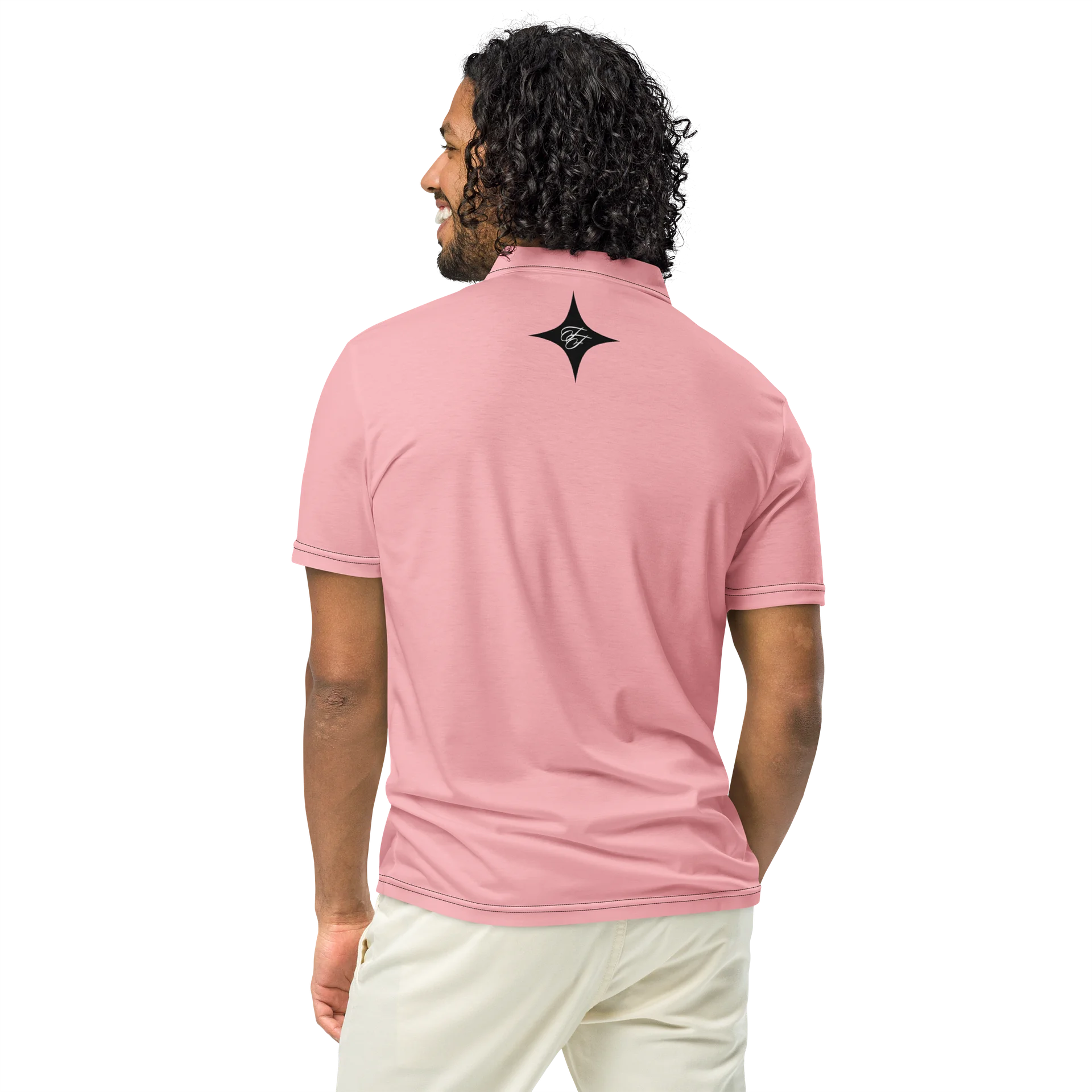 F&F Left Script Slim Fit Polo Shirt (LT PNK) product image (5)