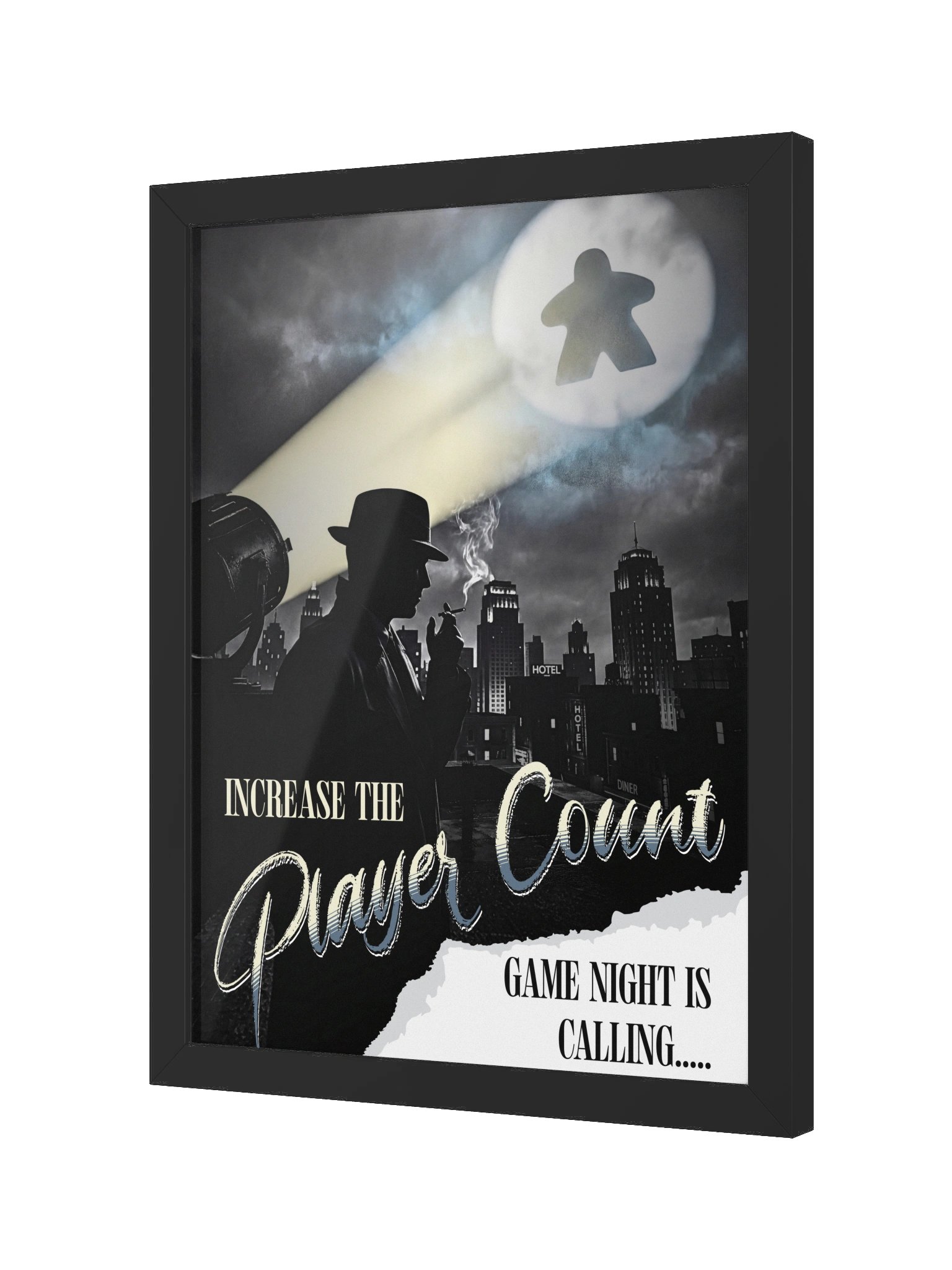 Film Noir Meeple Signal Board Game Room Poster - FRAMED product image (7)