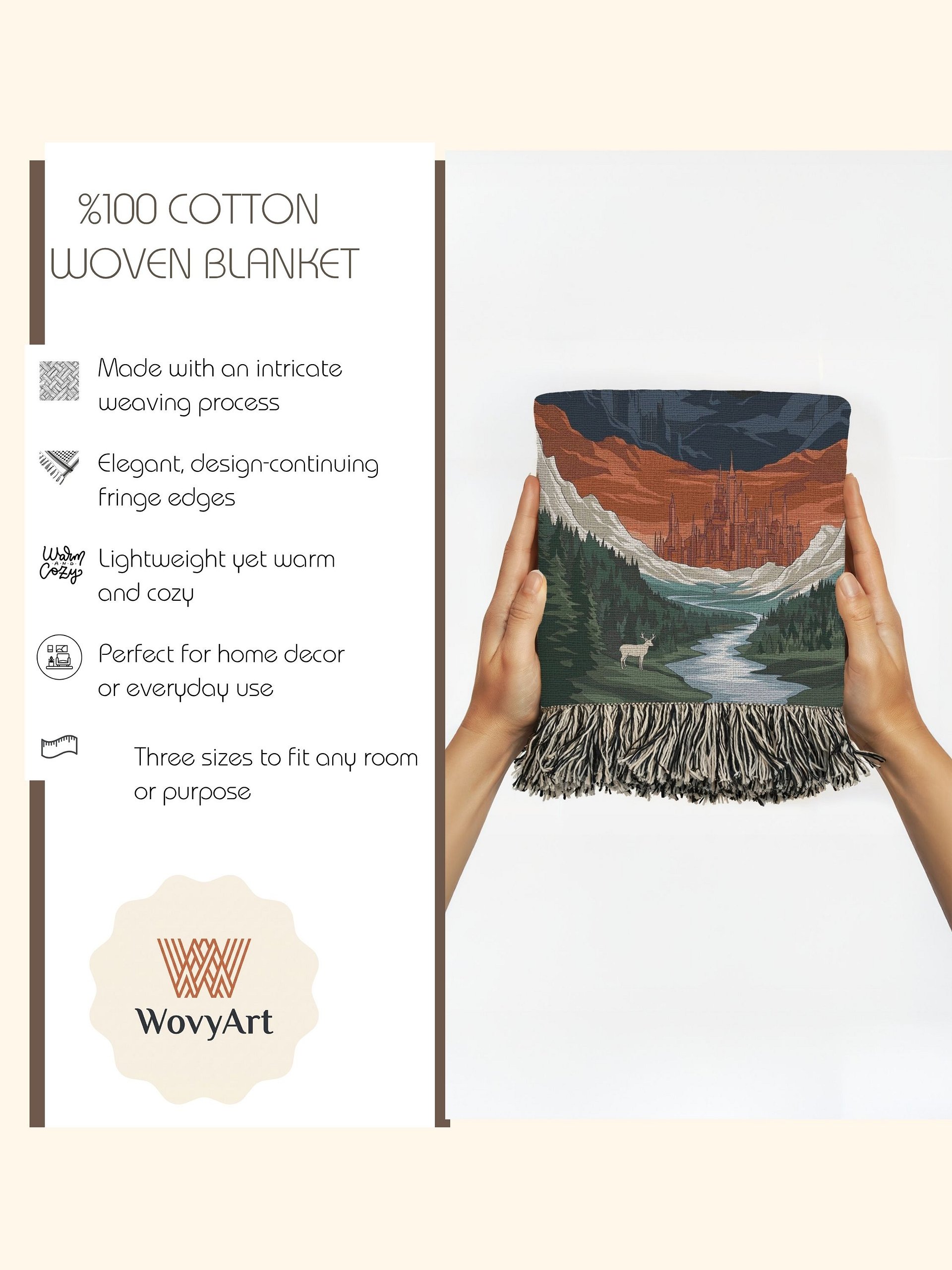 Mystical Mountain Kingdom Woven Fringe Throw product image (2)