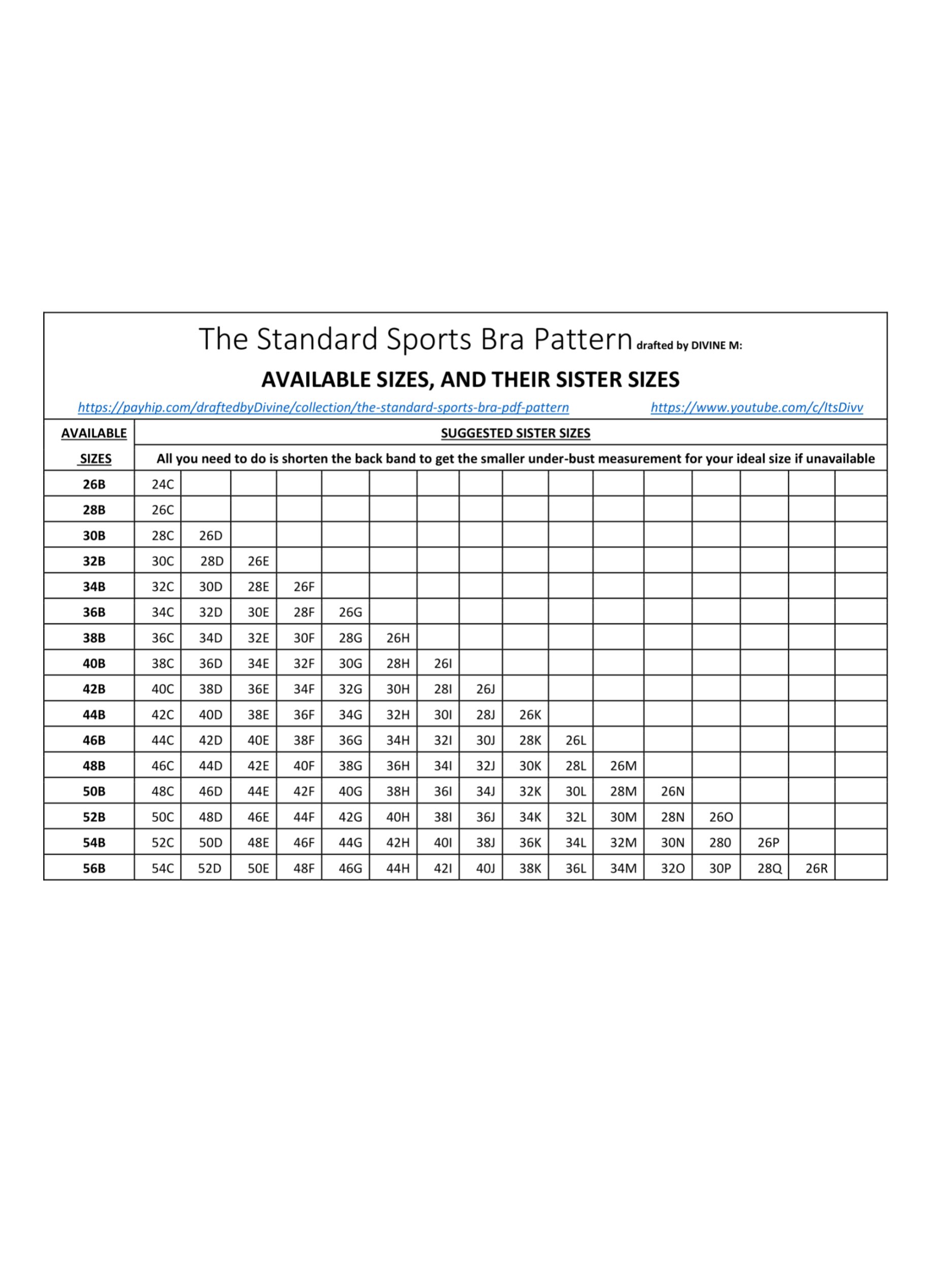 32B Standard Sports Bra Pattern Sister Size Bundle product image (3)