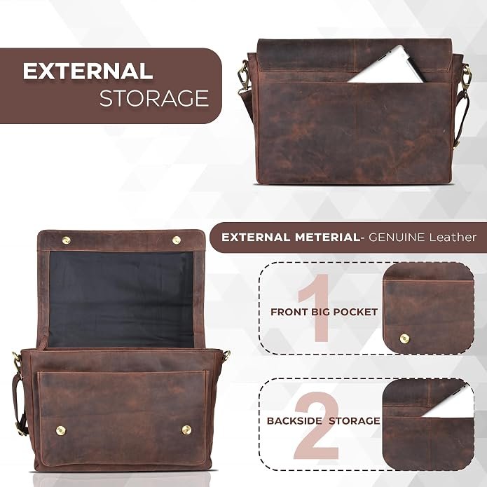 MEEBOY Leather Laptop Messenger Bag for Men and Women - Briefcase Crossbody Office product image (4)