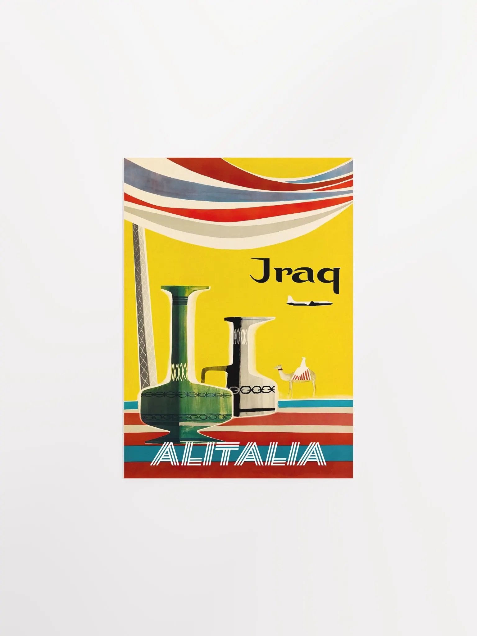 AlItalia (Italy, Air Lines), Iraq, 1960s — retro vintage travel poster, retro travel art, retro travel wall art product image (6)
