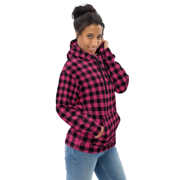 Pink Buffalo Checkered Plaid Hoodie product image (1)
