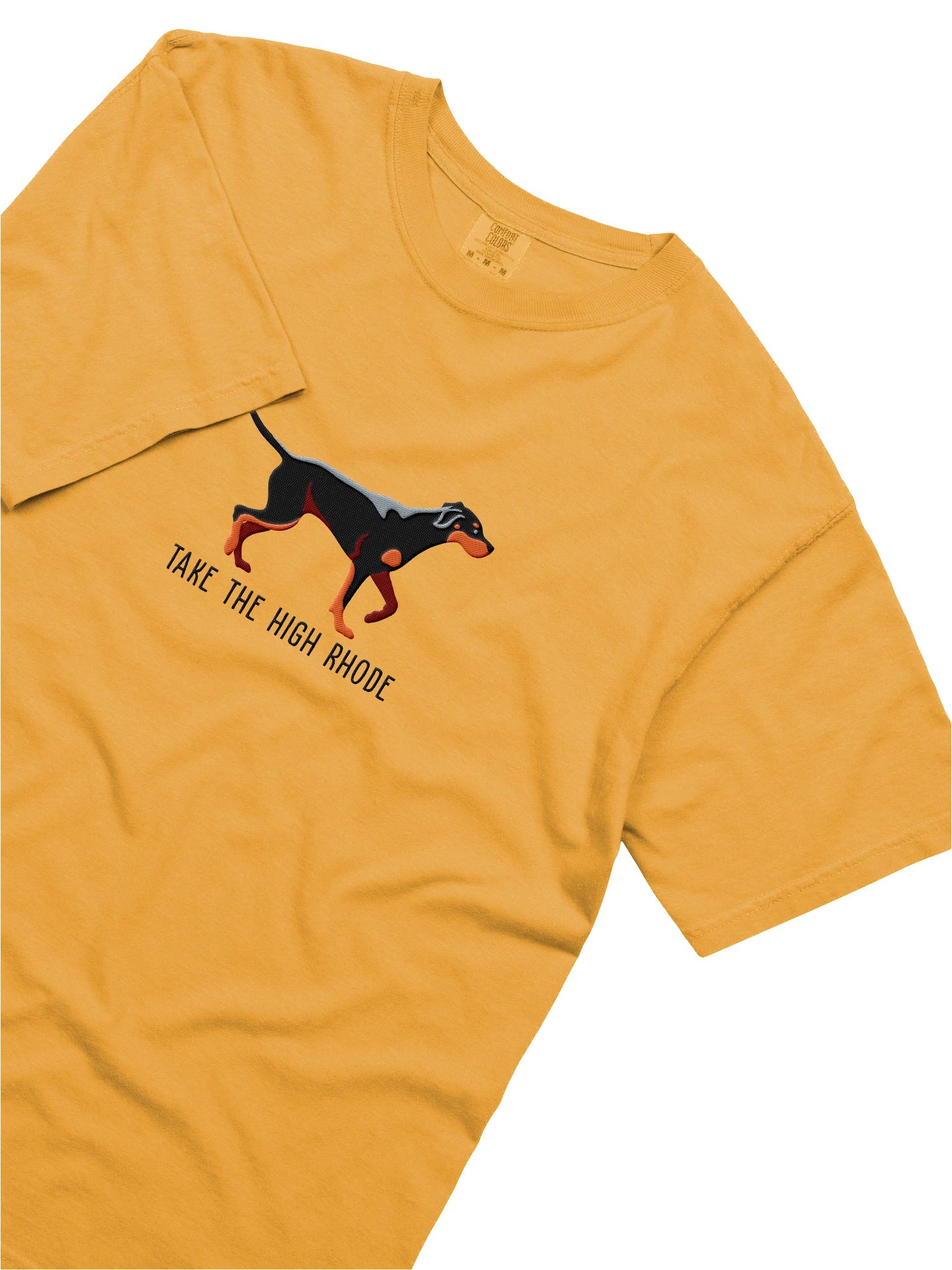 Take the High Rhode T-Shirt(Embroidered) of a Rhodesian Ridgeback(Black & Tan) product image (8)