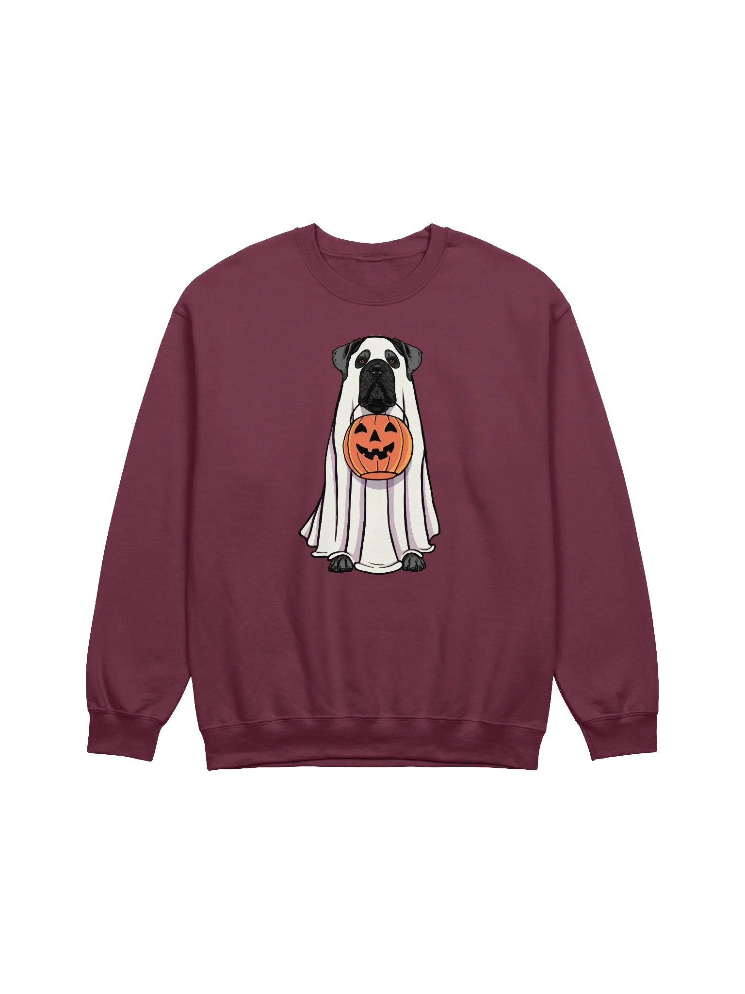 Funny Halloween Cane Corso(Gray) Sweatshirt | Funny Cane Corso Wearing a Ghost Costume and Holding a Pumpkin Basket product image (12)