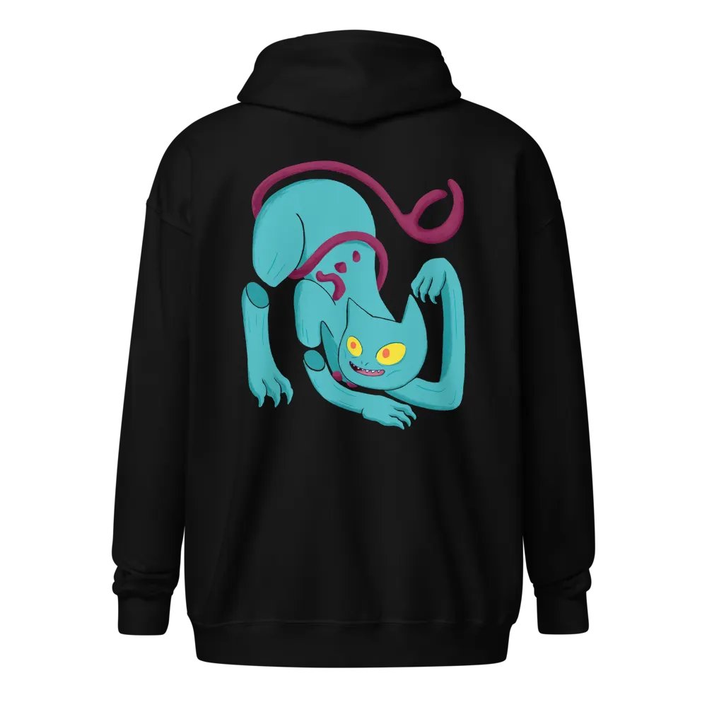 Demon Cat With Text on the Front Classic Zip Hoodie Multicolor product image (2)