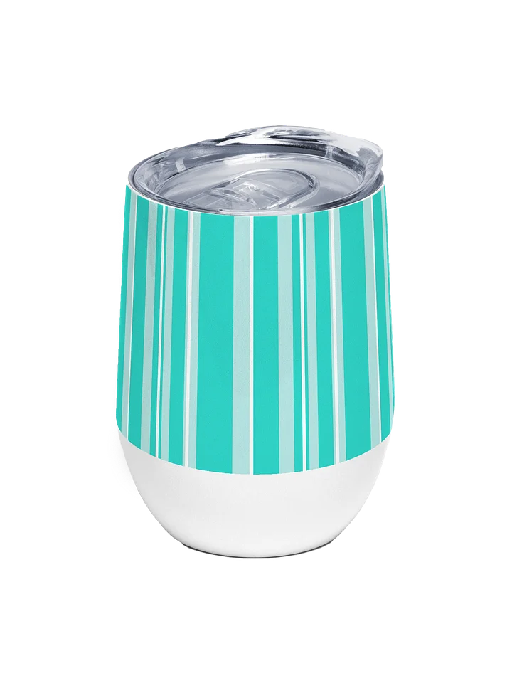Party Time! Light Teal Stripes Wine Tumbler product image (1)