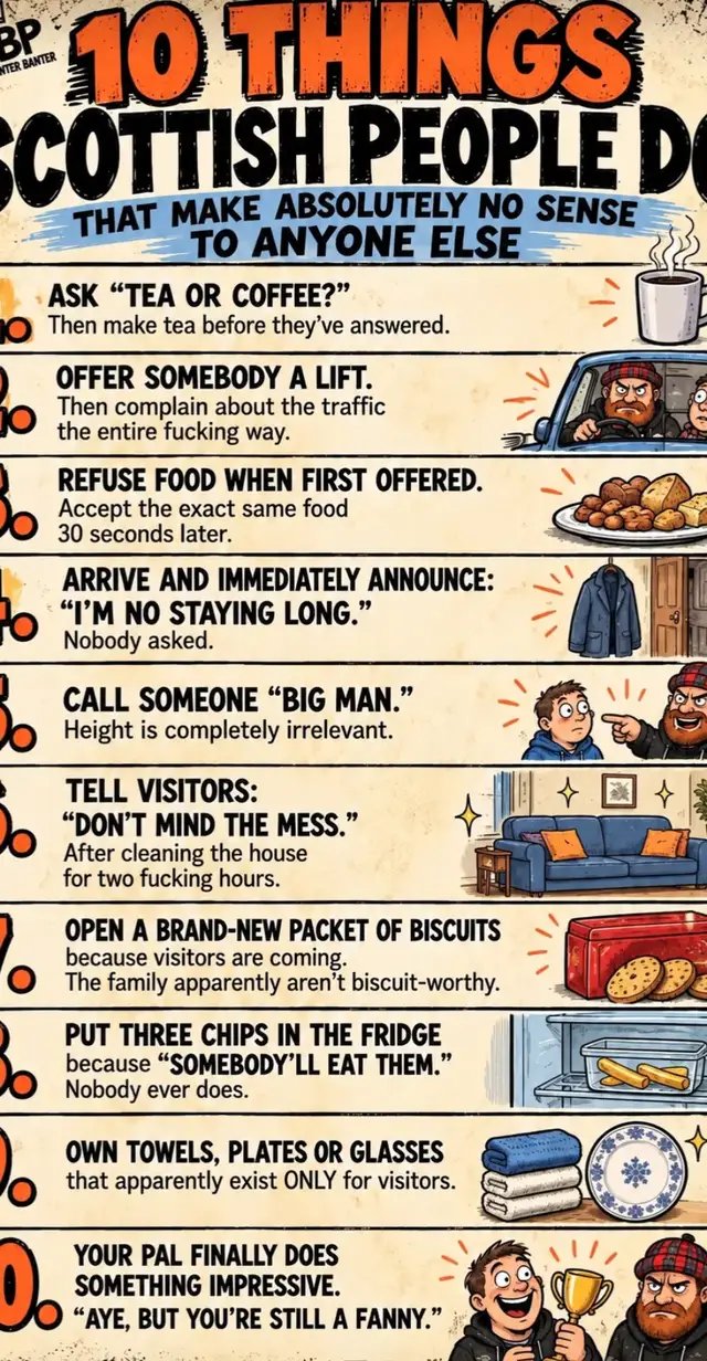 “Be honest 😂 How many of these have you done? 👀🇸🇨 Which one are you guilty of? 😂👇 Tag a Scottish mate who does ALL of these!  #ScottishTikTok #FYP #TikTokCommunity #TikTokUK