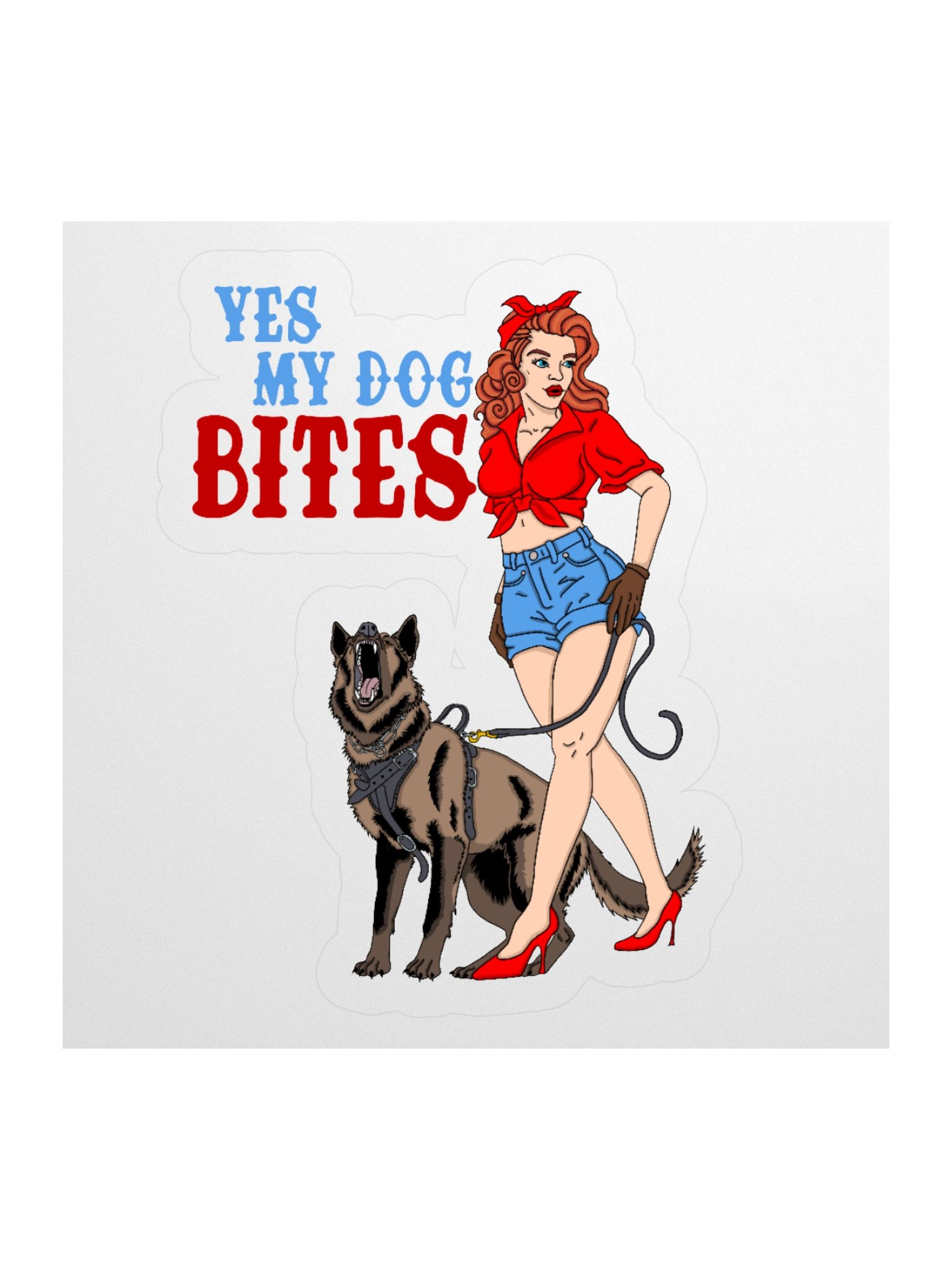 Yes My Dog Bites Pinup Sticker product image (1)