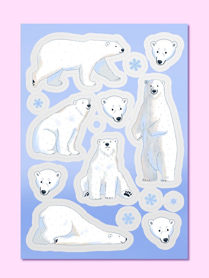 Polar Bears Kiss Cut Sticker Sheet product image (1)
