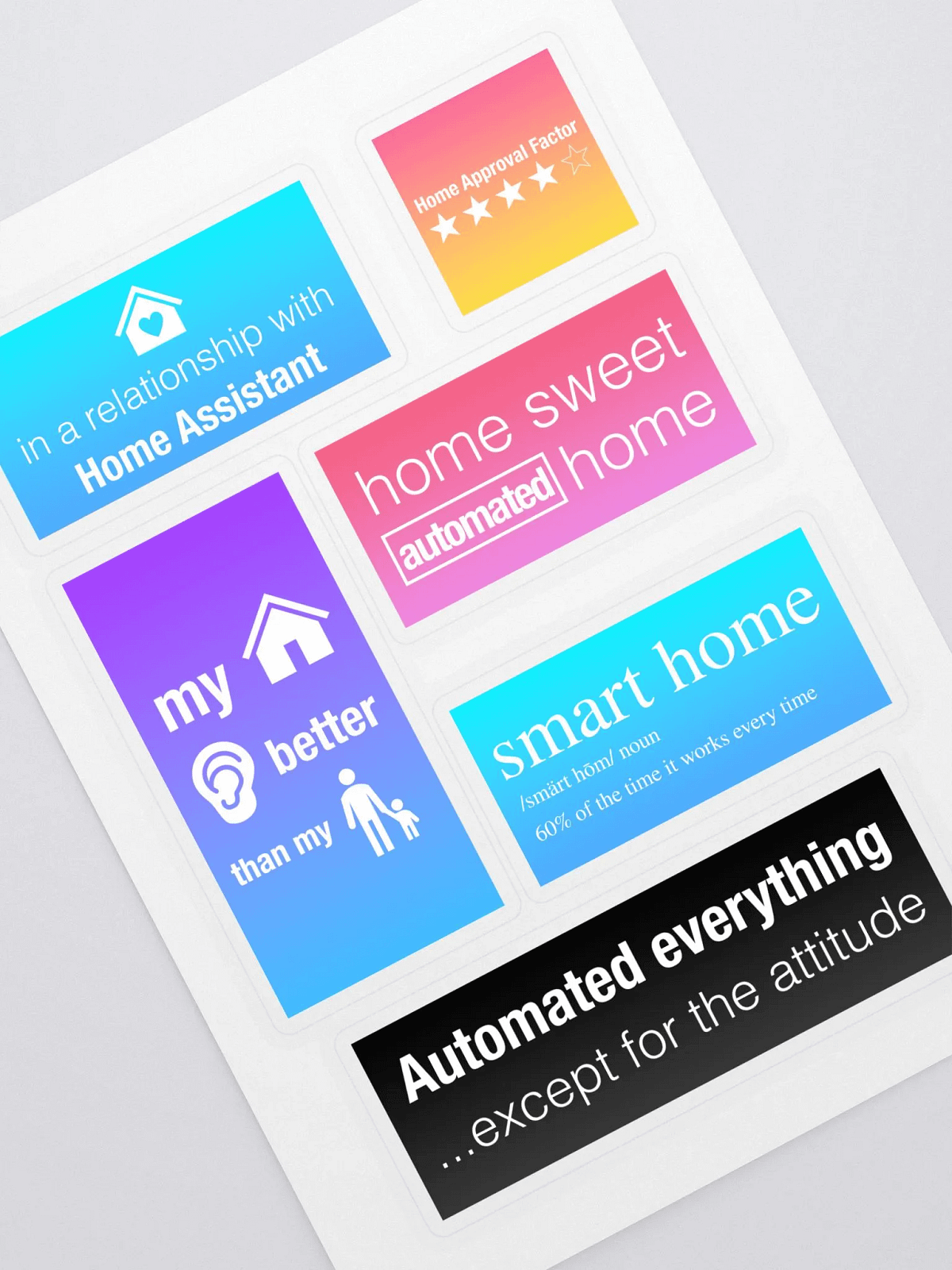 Smart Home Technicolor Sticker Sheet with Background | Michael Leen