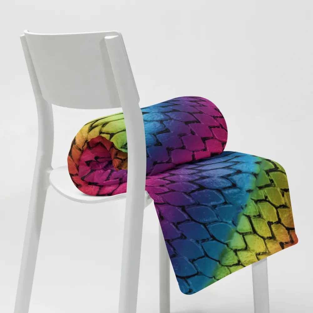Diagonal Rainbow Dragon Scales Throw Blanket product image (8)