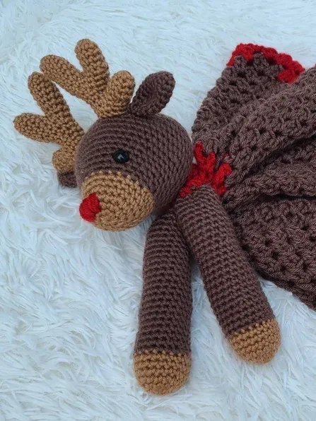 Rudolph Reindeer Crochet Baby Lovey Blanket Pattern PDF Pattern - Crafting Happiness product image (2)