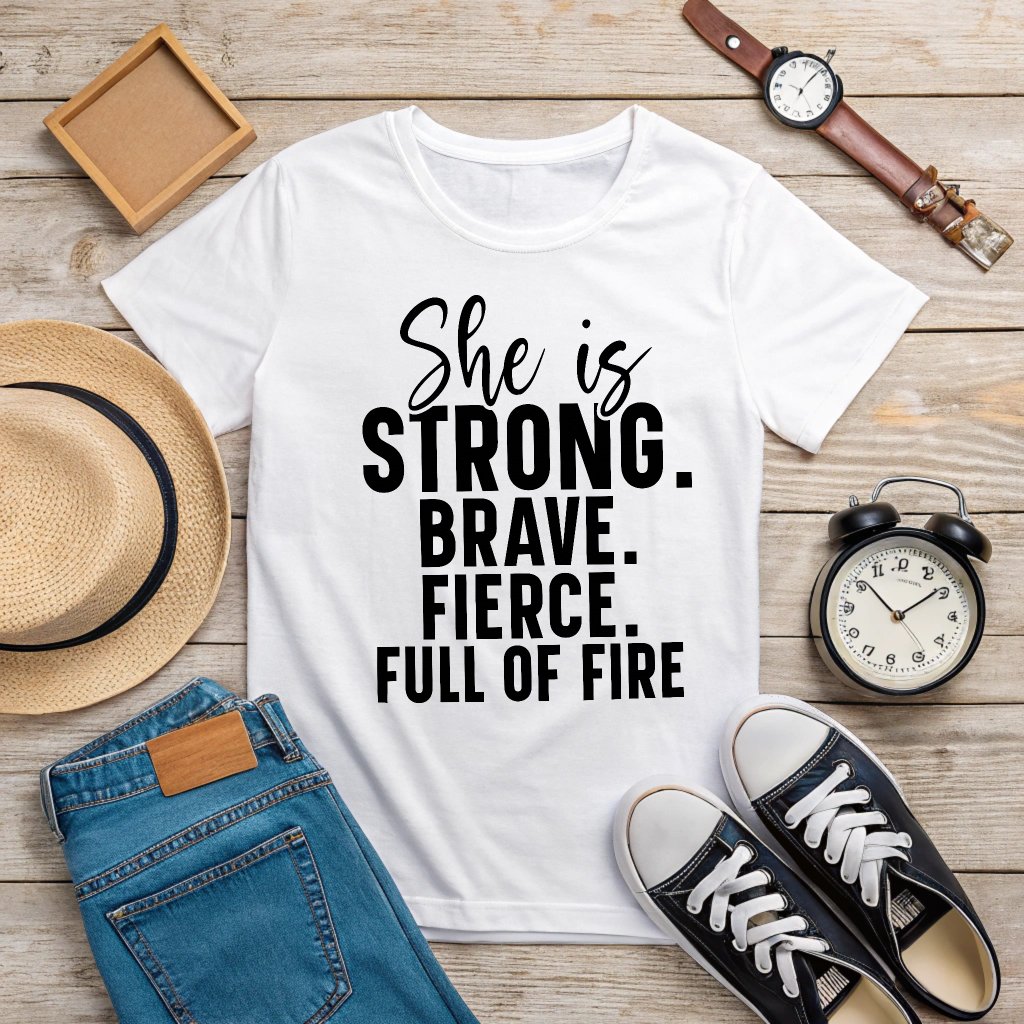 She Is Strong Brave Fierce Full Of Fire - Women's White T-Shirt product image (2)