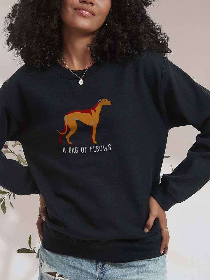 A Bag of Elbows Sweatshirt (Embroidered) of an English Greyhound(Tan 2) product image (2)