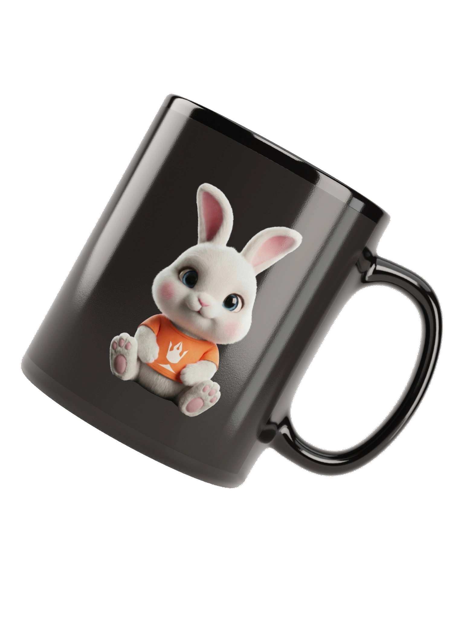 Pixaroma Bunny Mascot Glossy Black Mug product image (6)