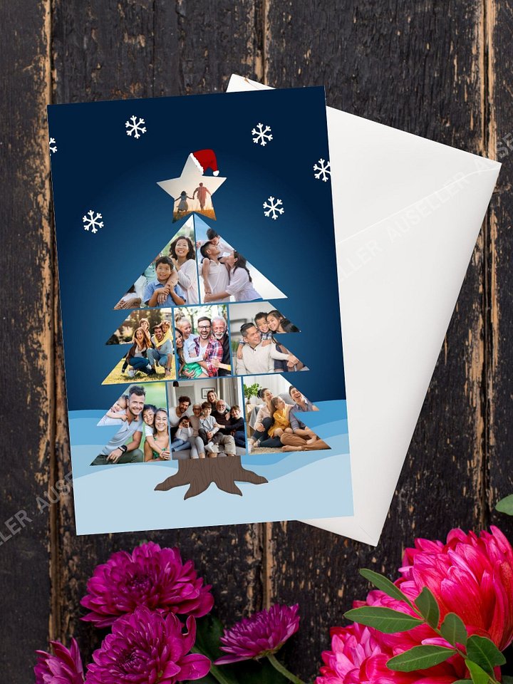Christmas Tree Photo Collage Card Template product image (2)