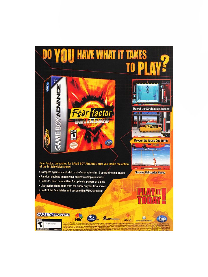 Fear Factor (GameBoy Advance) - Promotional Poster/Flyer product image (1)
