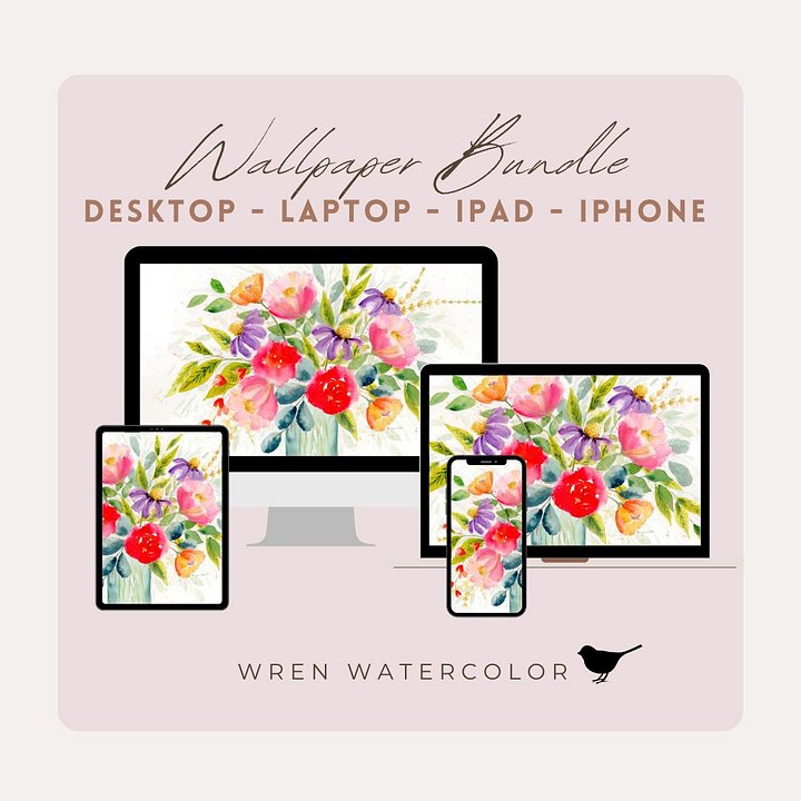 Blooming Big Watercolor Wallpaper Bundle product image (1)