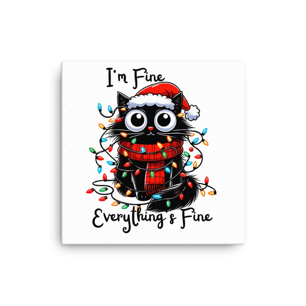 Everything’s Fine Christmas Cat Canvas product image (1)