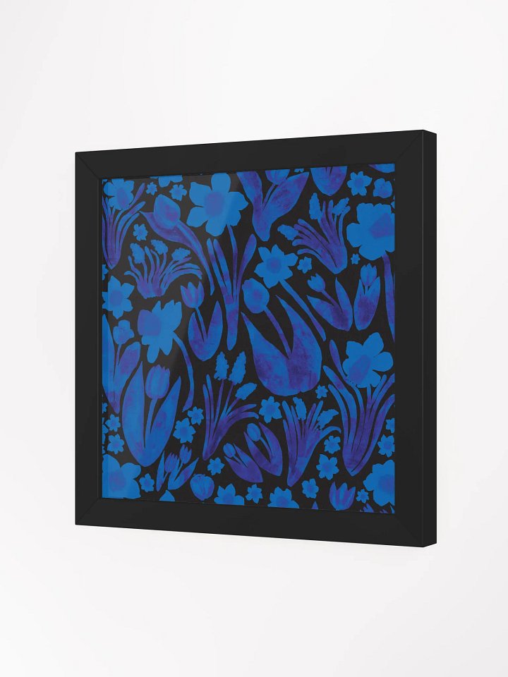 Spring Garden Royal Blue on Black | Square Print | by Monique Faella Designs™ | Framed Coastal Wall Art | Museum-Quality Print product image (2)