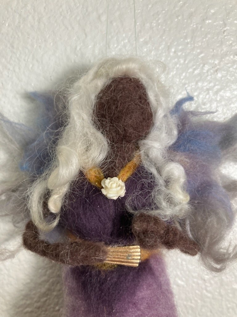 Floating "Amethyst Dream" Needle Felted Fairy – Handcrafted 6” Hanging Angel product image (3)