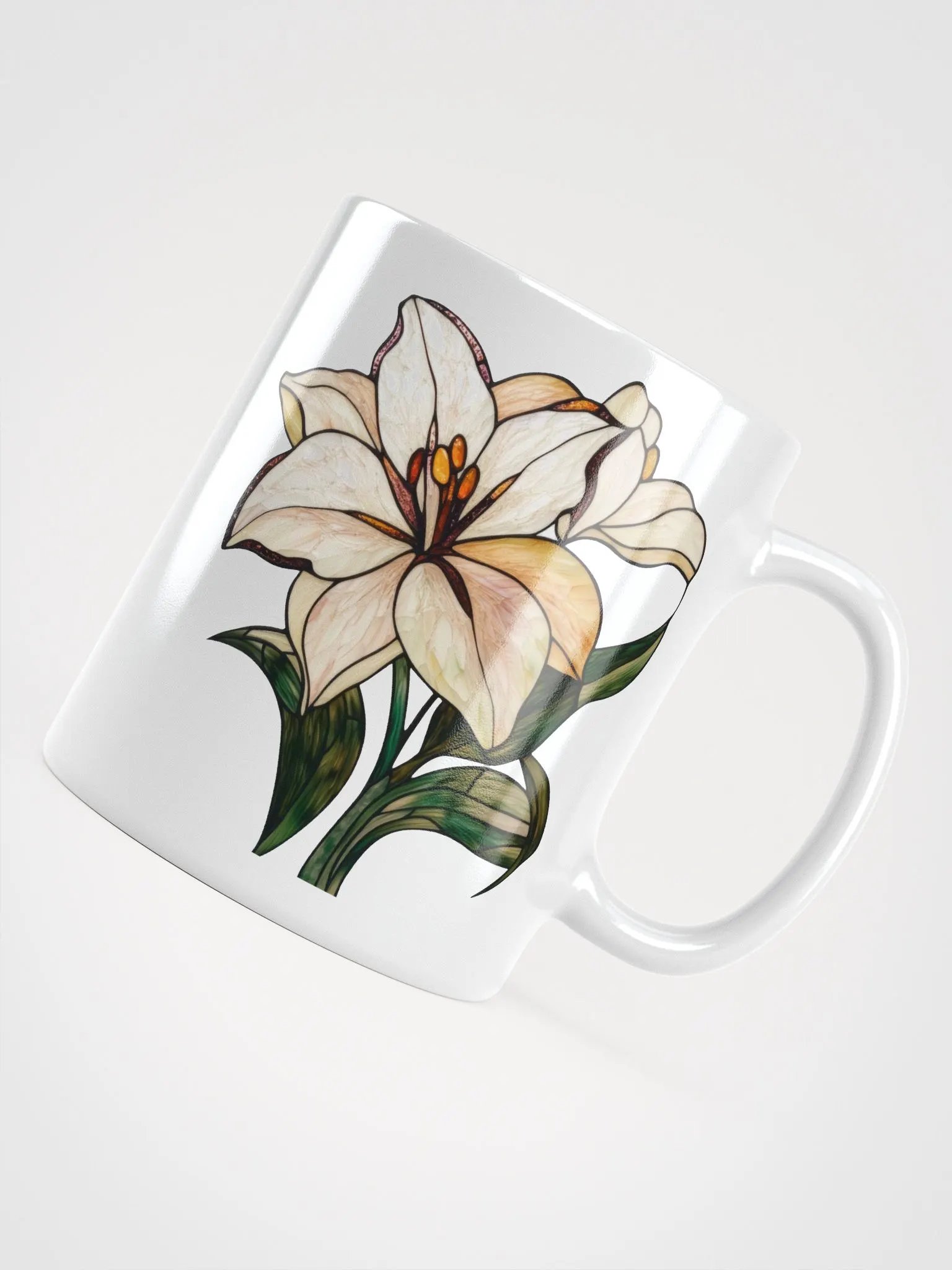 Stained Glass Lily White Glossy Mug product image (10)