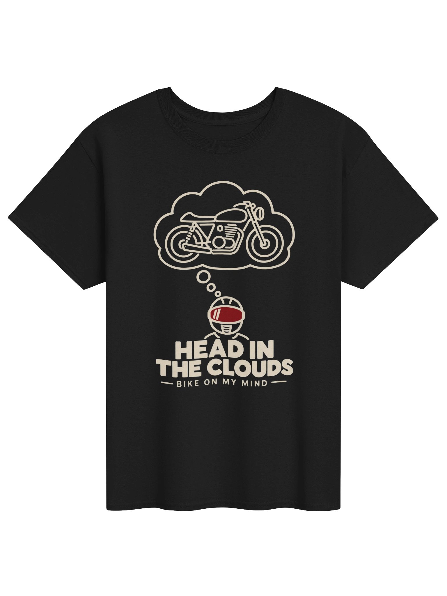 Head in the Clouds, Bike on My Mind – Funny Motorcycle T-Shirt product image (1)