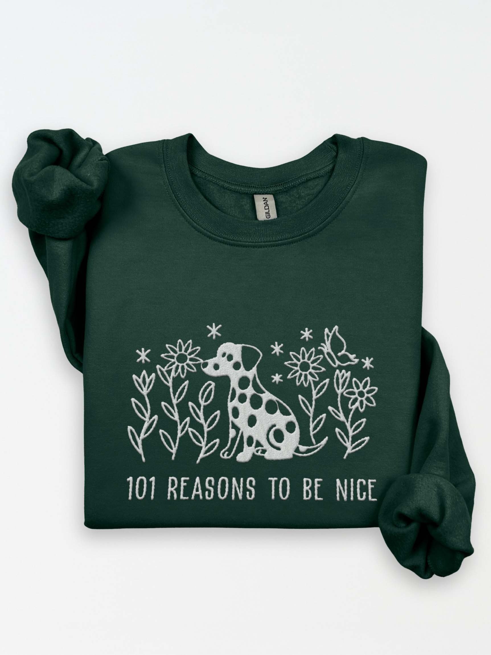 101 Reasons to Be Nice Line Art Sweatshirt (Embroidered) of a Dalmatian product image (1)