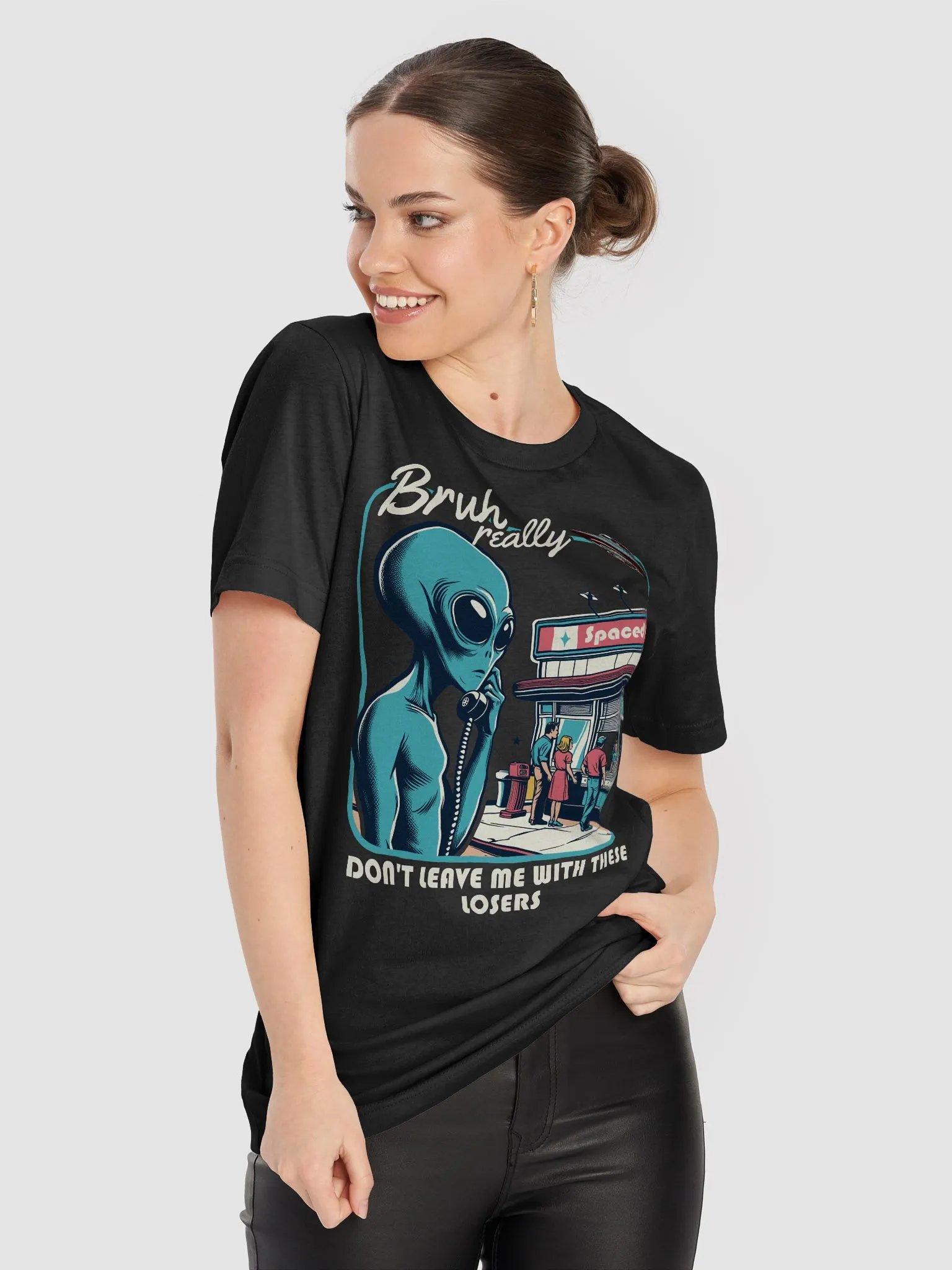 Bruh Really Don't Leave Me With These Losers - Alien Humor Retro Design product image (56)